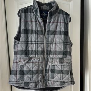 British Khaki Plaid Quilted Vest - Gray and Black